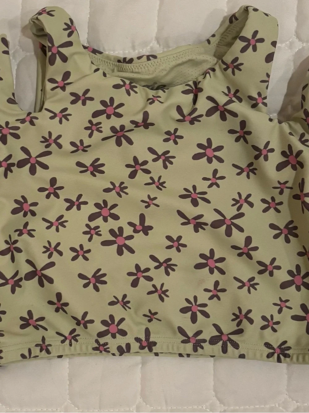 EVIE Olive Green Floral Leggings with Dark Gray Side Panels